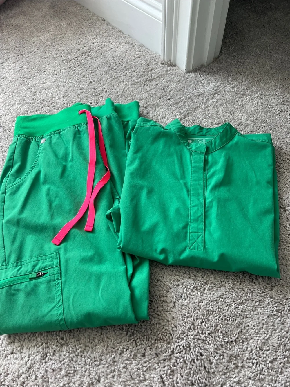 FIGS 2 Piece Set in Safety Green - Picture 3 of 3